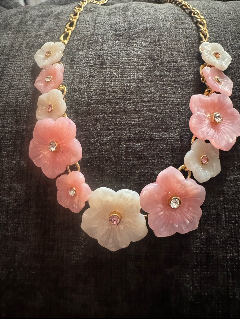 TALBOT’S Floral Resin Statement Necklace - Pink & Cream